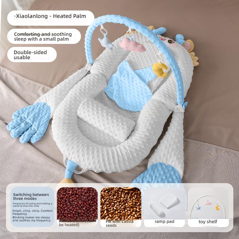 Newborns Soothing Crib with Slope Pad & Leg Rest and Toy Stand Rack for Comfort Nest Bed