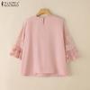 ZANZEA Women Casual Flare 3/4 Sleeve Elegant Lace Patchwork Blouse