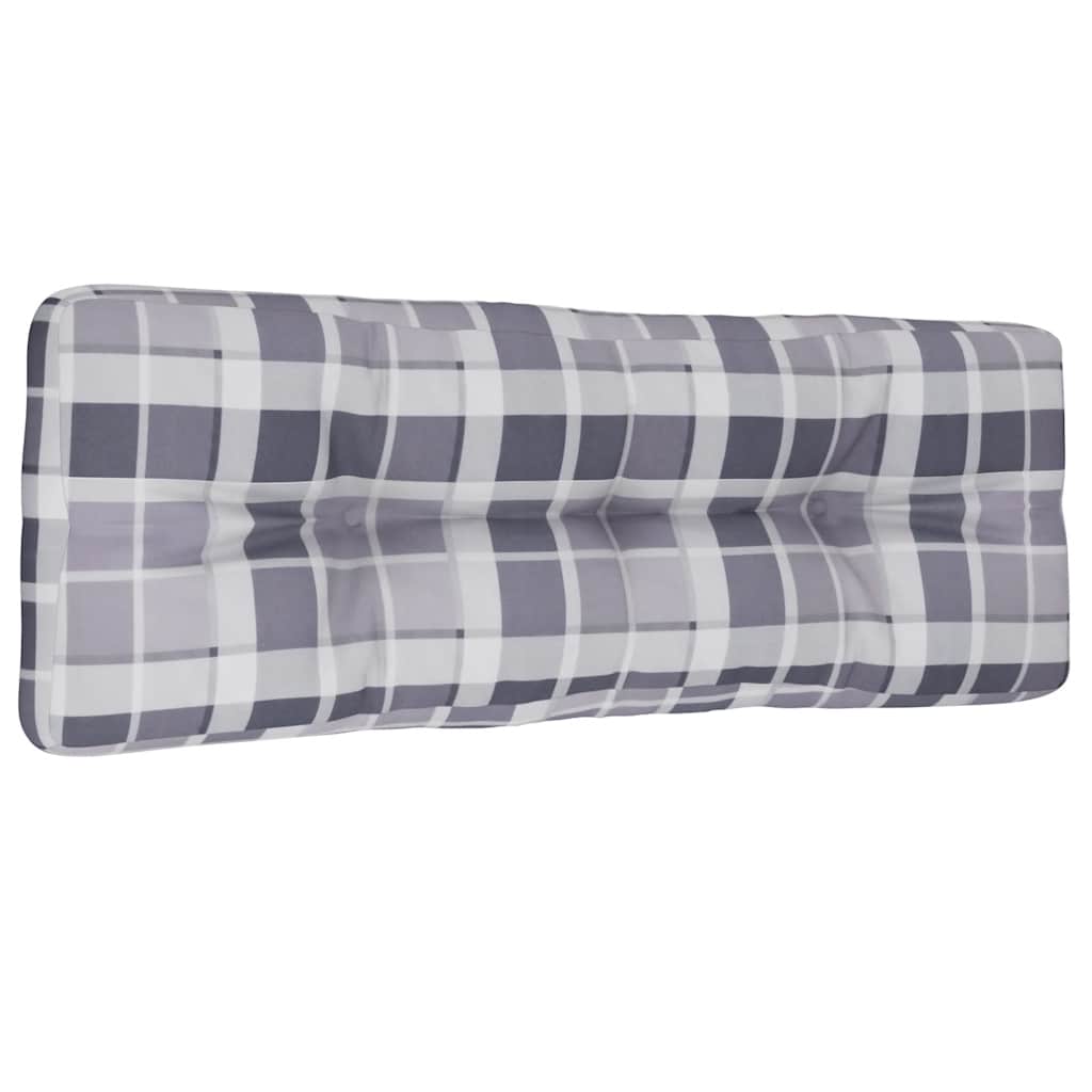 Grey Checkered Pallet Cushion 120 X 40 X 12 Cm Fabric