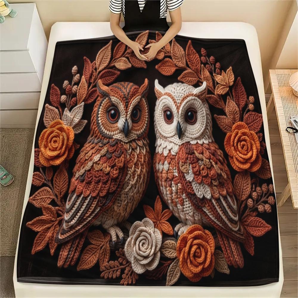 1Pc owl Print Flannel Blanket, High quality Comfortable for All Seasons, Home Decor, Warmth and Comfort, Perfect for Christmas Gifts W66