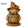 Thanksgiving Indoor Outdoor Decorations 3 Pcs Fall Wooden Scarecrow Figurines, Farmhouse Rustic Statue with Maple Rural Style Fireplace Decor