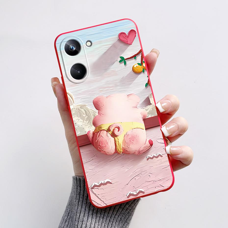 Phone Case For Oppo Realme 10 Pro+ Realme 10 Pro Plus 4G 5G Cute Panda Silicone Matte Cover For Realme10 Pro+ Realme 10Pro+ Case