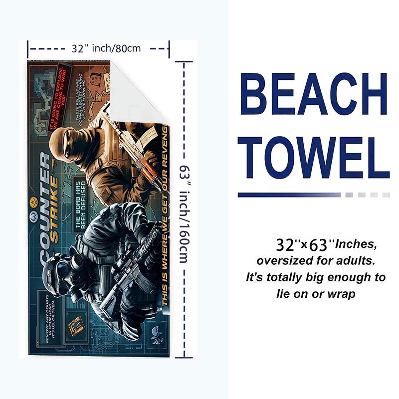 csgo Print Beach Towel, Large Soft Quick Dry Towel for Beach Camping Swimming