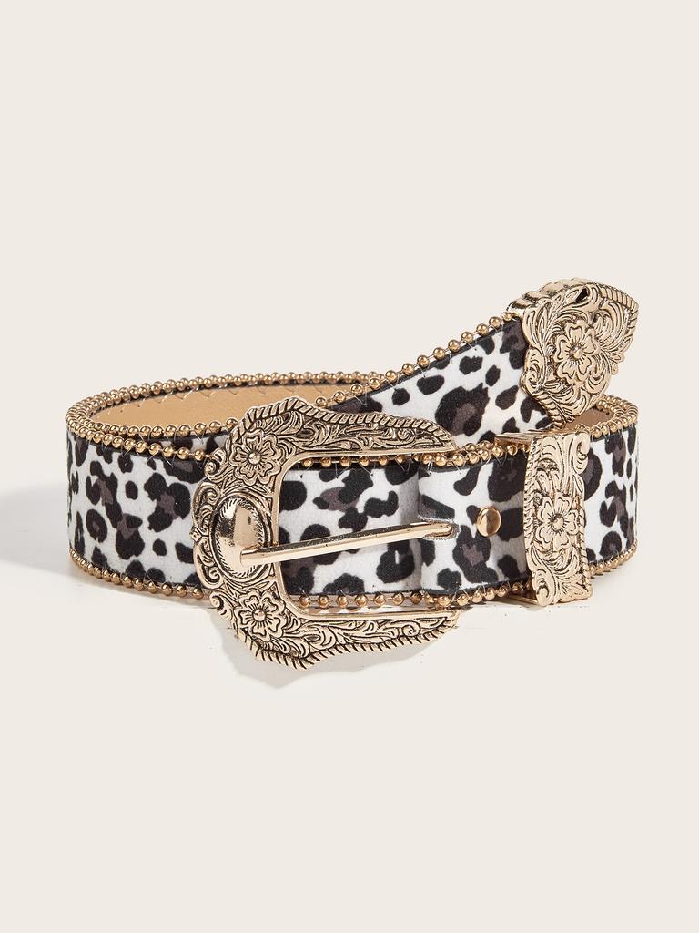 Leopard Print Belt Women'S American Retro Decorative Wind Belt Subcultural Belt Wide Waist Seal