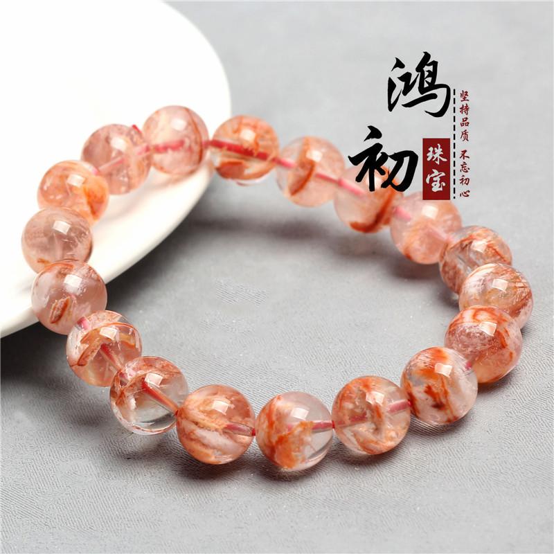 Hongchu Crystal Natural Orange Snowflake Phantom Bracelet Red Treasure Basin, Thousand Layers of Mountains Hongta Mountain Bracelet