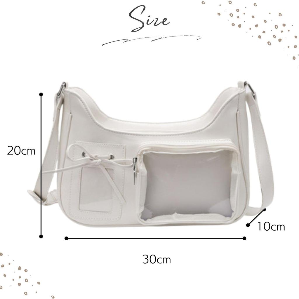 Bolsa de Ombro Harugio Ita Bag, Pequena, Mini, Transparente, Perfeita para Atividades Otaku, Brinquedos de Pelúcia, Y2K, e Bolsas Oshikatsu, Bonita, Estilosa e Popular