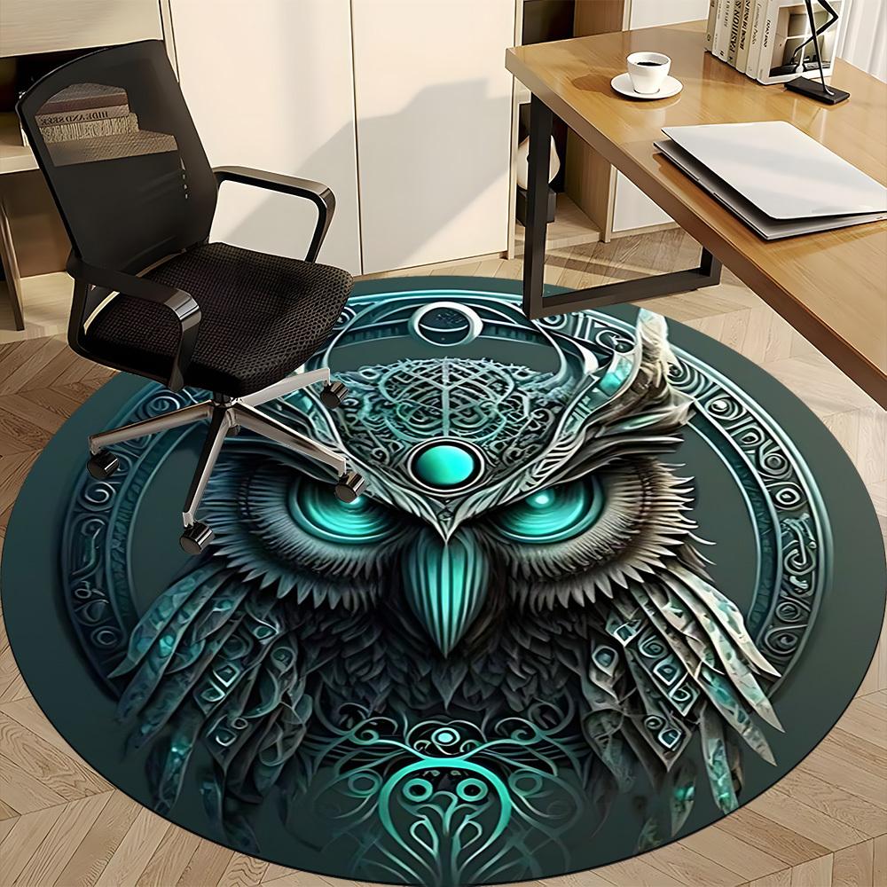 1pc Owl Fantasy Office Round Area Rug, Under Office Chairs Bedroom Living Room Home Decor, Room Deco, Available In Various Sizes