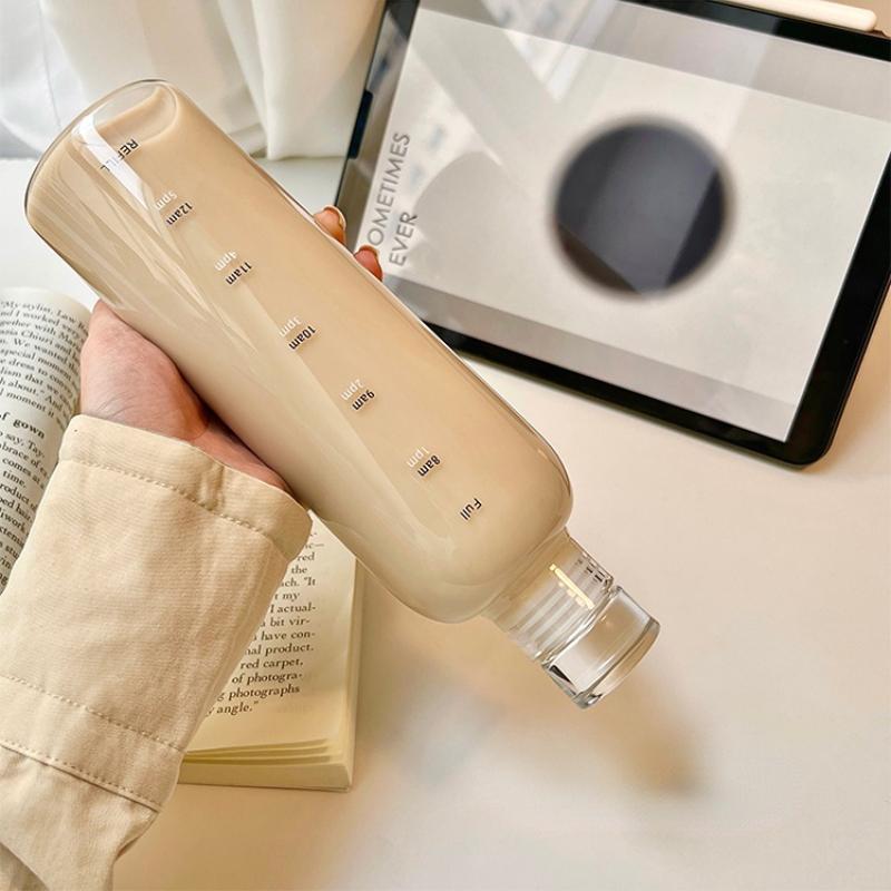 See Through With Time Scale Water Bottle Creative Roomy Leakproof Drop-Resistant Plastic Drink Cup For Climb Travel Updated