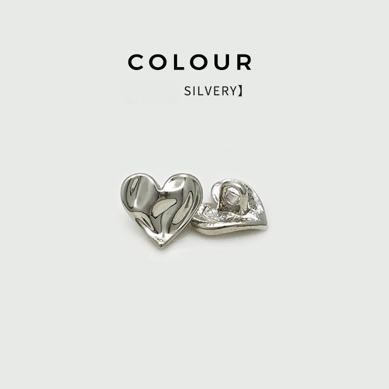 Heart-shaped Metal Buckle with Concave and Convex Surfaceheart-shaped Button Topwomen's Cardigan Buttonovercoat Buttoncasual Jacket Buttonsuit Button