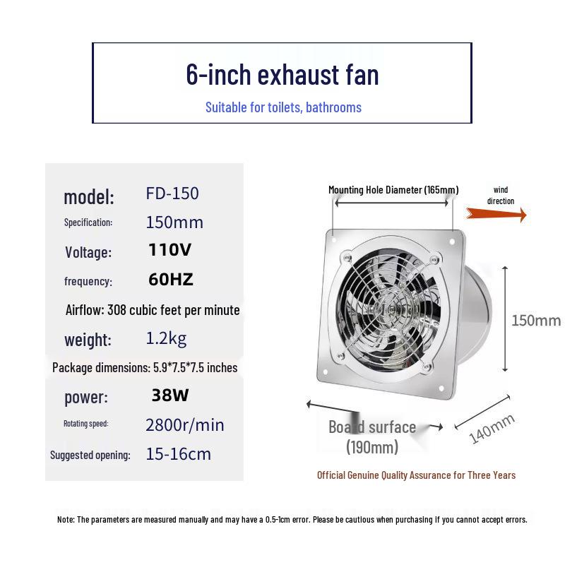 

Stainless Steel 110V Exhaust Fan with Wired Switch for Industrial Ventilation