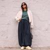 Womens Loose Fit Bell Bottom Jeans Pants Blue Elastic Waist Casual Vintage Style 2026