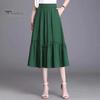 Damen Midirock, elastischer hoher Taillen-A-Linien-Langer Rock mit Taschen, einfarbig, dünner Stil, schlankmachender Designrock