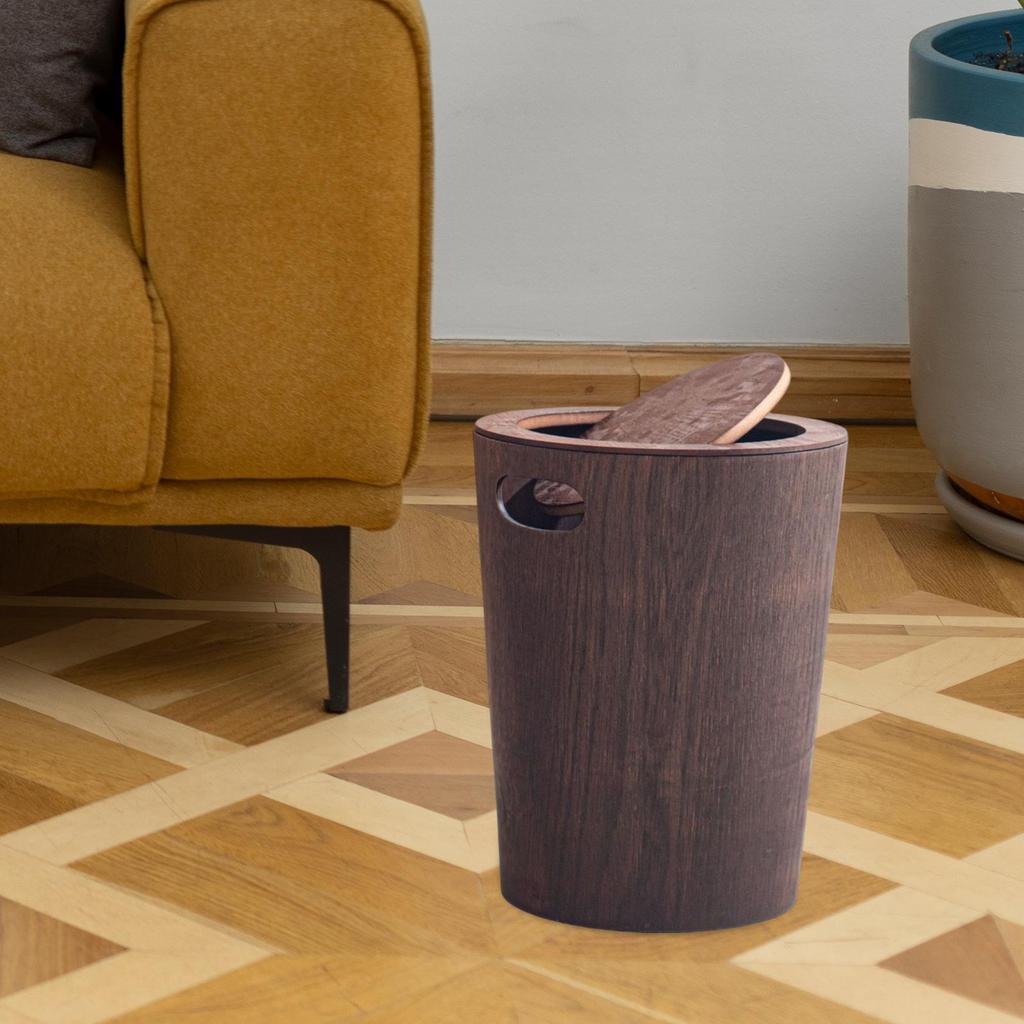 Wood Trash Can with Lid, Wastebasket Garbage Bin Decorative with Swing Lid Garbage Can,