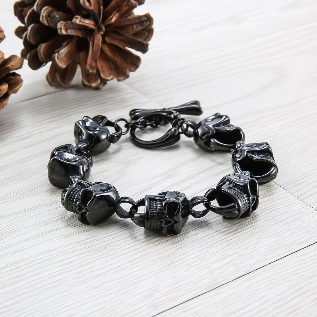 Personalized Vintage Skull Titanium Steel Men's Bracelet Stainless Steel Rock Punk Bracelet