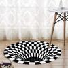 3D Round Carpets for Living Room Simple Black&White 3D Stereo Vision Carpet Area Rugs Geometric Anti-Skid Home Bedroom Floor Mat