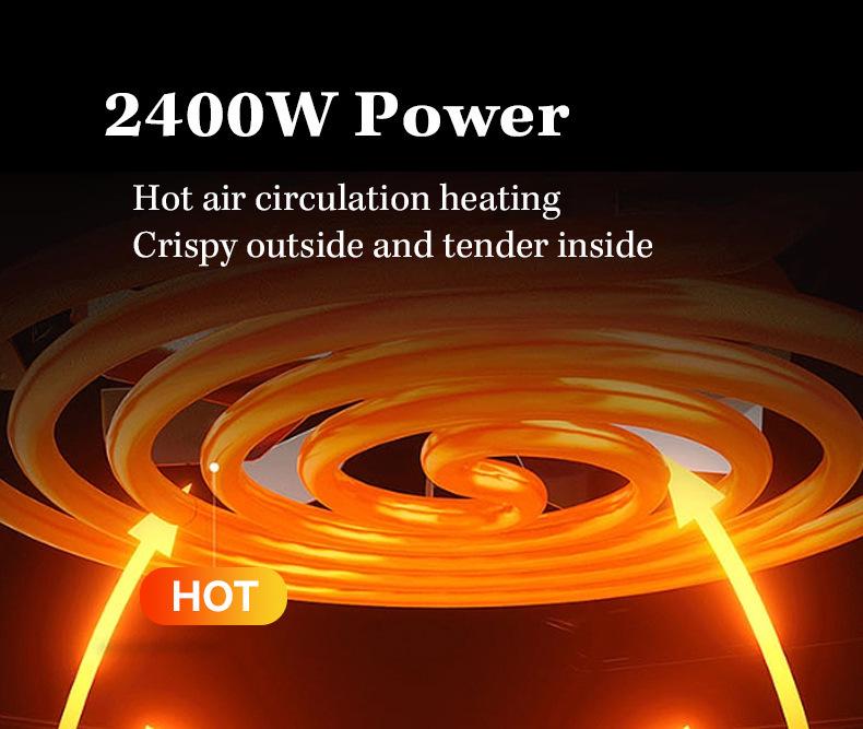 7L Stainless Steel Smart Air Fryer with Visible Cooking Window - Large Capacity Household Model, US Standard