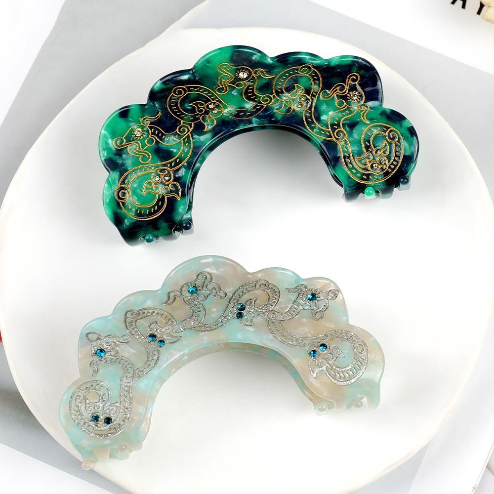 Chinese Style Dragon Pattern Hair Claw Acetic Acid Antique Style Grab Clip Daily