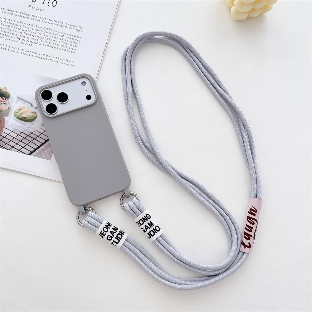 Phone Case for IPhone 17 Air 16E 15 14 Plus 13 12 11 Pro 17 Pro Max Crossbody Necklace Strap Lanyard Candy Color Silicone Cover
