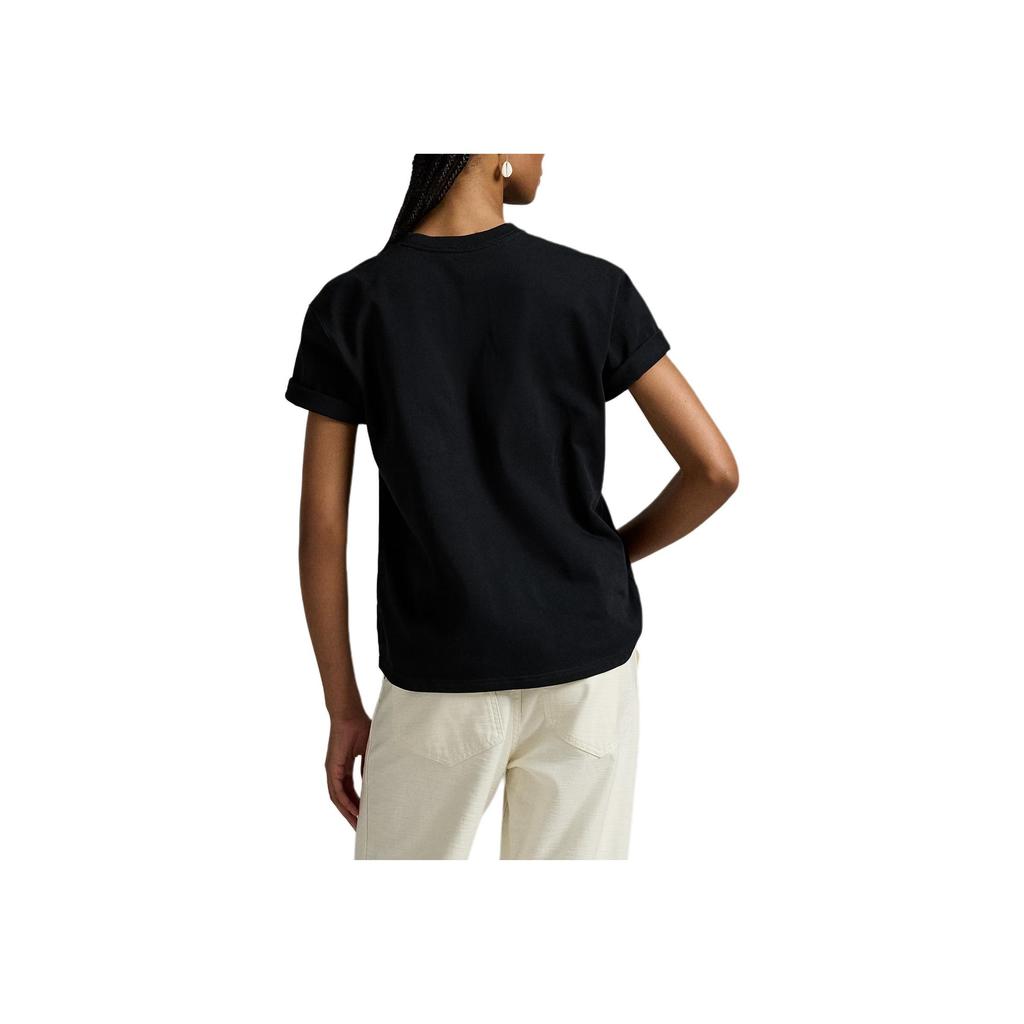 Polo Ralph Lauren Plain Knit Crew Neck Short Sleeve Regular T-Shirt Women T-Shirts Black 211971712-002