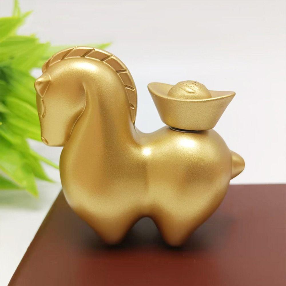 Chinese Style Rotating Ingots Horse Statue Gold Traditional Running Horse Ornaments Exquisite Unique Retro Pony Sculpture