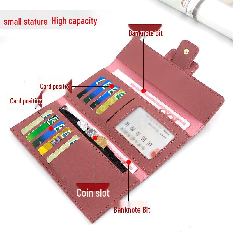 New Korean Style Women's Long Tri-fold Buckle Wallet & Clutch Coin Purse
