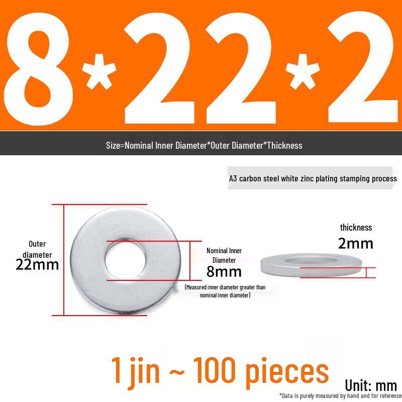 Extra Large Galvanized Metal Flat Washer - Thickened Round Screw Washer M6-M16