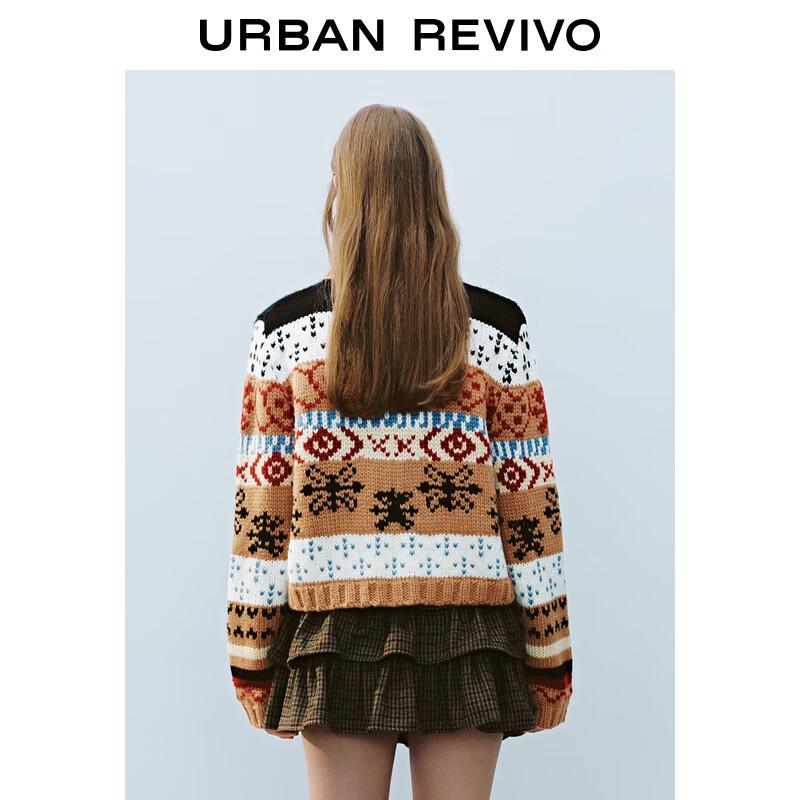 UR Women's 2025 Spring Retro Fair Isle Knit Cardigan