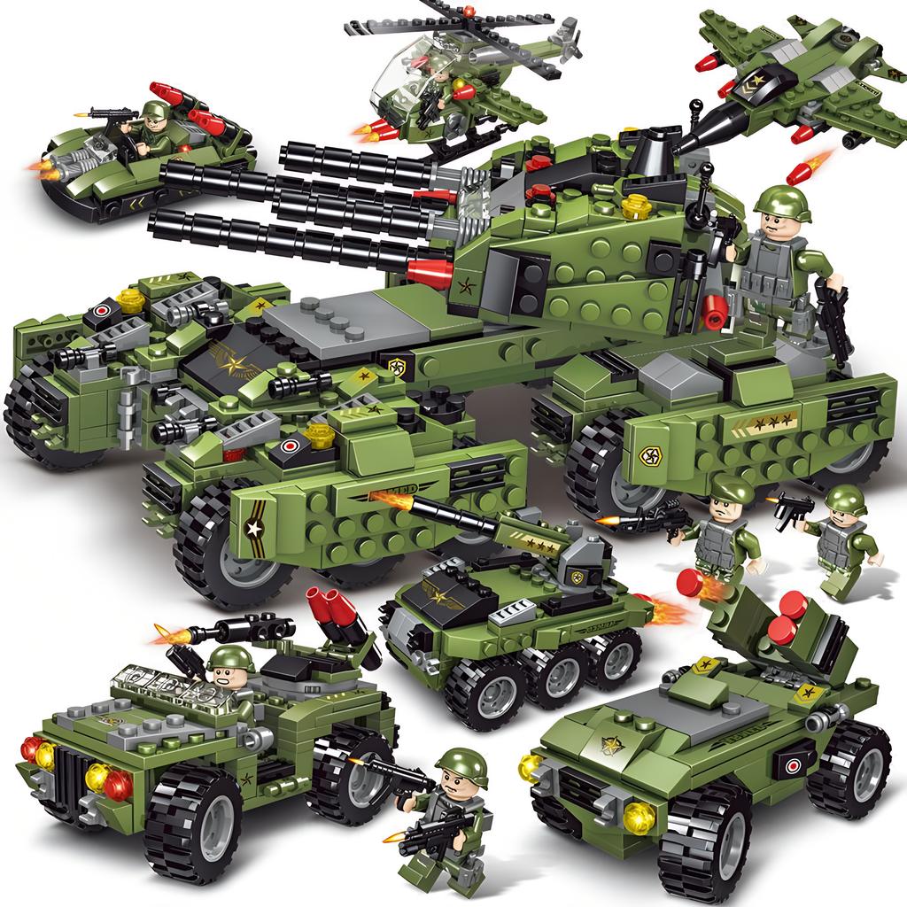 Domibro Military Building Blocks WW2 Tank Army Cihly Hračky pro kluky narozeninový dárek