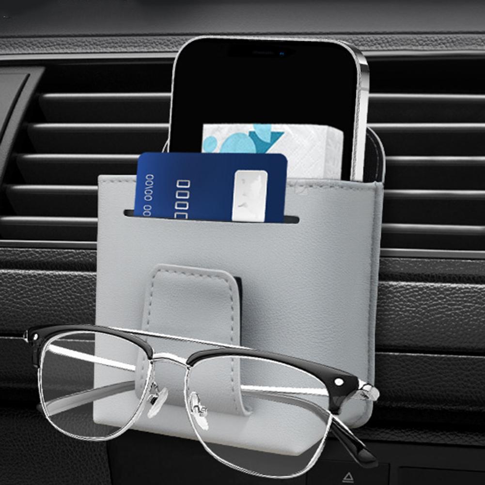 Car Air Vent Storage Holder, Car Vent Organizer, PU Leather Vent Storage Bag Pocket Car Air Vent Outlet Automotive Accessories