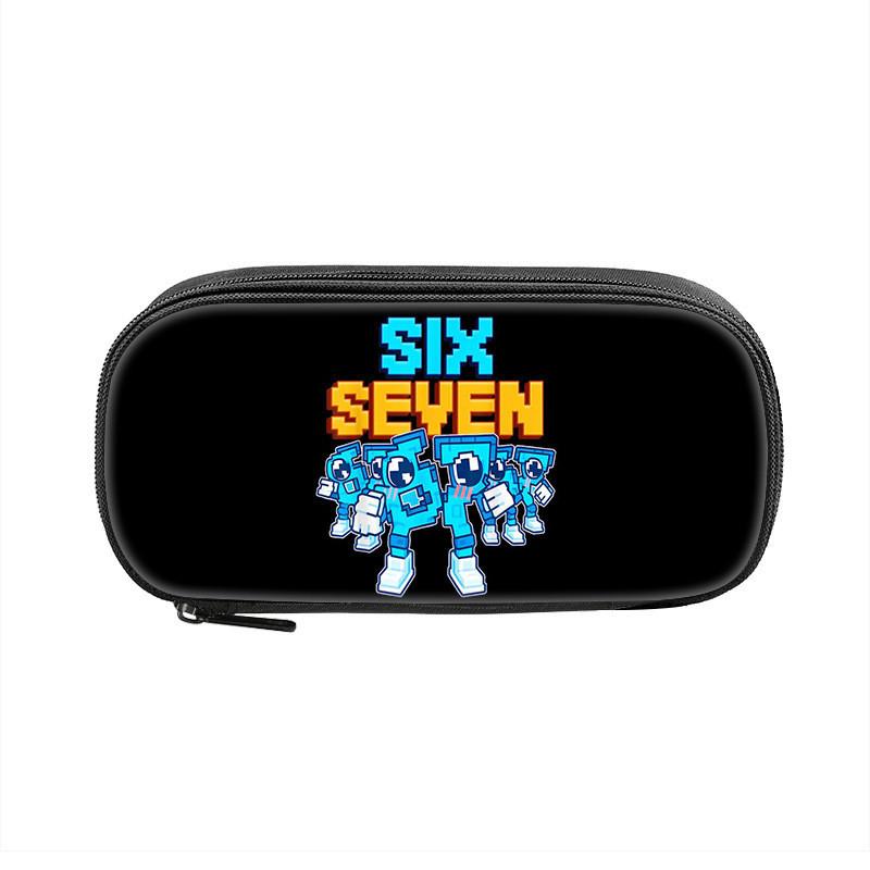 Six Seven Printed Pattern Nylon Pencil Case For Students With Compact Storage And Casual Style