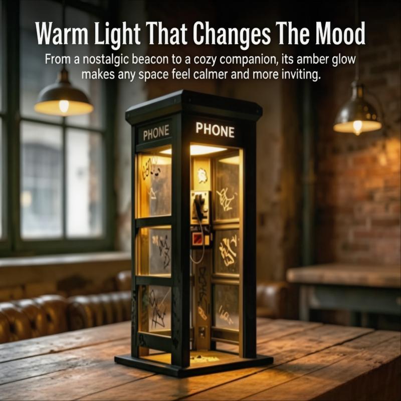 Retro Vintage Große Telefonzelle Lampe – Mini-Telefonzelle Stimmungs-Schreibtischlicht Für Heimdekoration, Klassisches Design