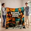 Action-packed scenes featuring cars, weapons, and bold character designs. for all seasons blanket lunch break throw gift