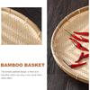 Kichvoe Bamboo Basket Tray Wicker Round Food Bread Basket Fruit Basket Flat Shallow Vegetables Snacks Serving Basket Farmhouse Wall Hanging Decor-