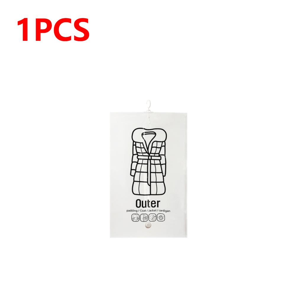 1-5pcs Hanging Vacuum Bags Space Saving Clothes Hang Transparent Vacuum Bag Storage For Clothes Down Jacket Overcoat Compression
