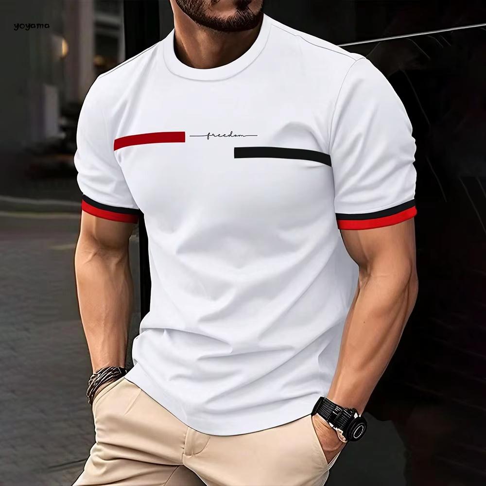 Men's T-Shirt Fashion Design Simple Printed Short Sleeve T-Shirt Oversized Sports Round Neck Tops Summer Men's Casual Clothing