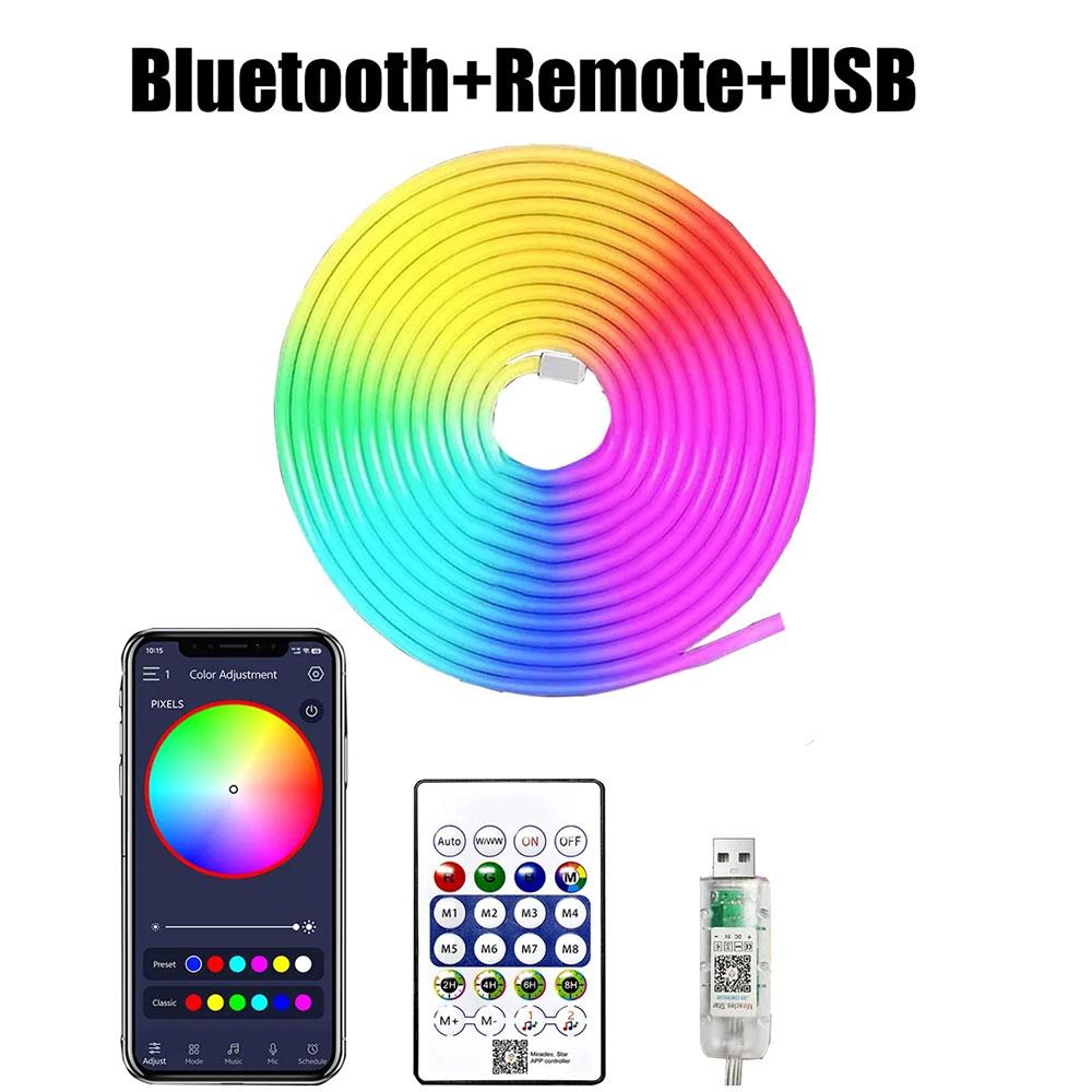 

5V RGB Неоновая лента 1M 2M 3M 5M USB Водонепроницаемая Гибкая Лента Неоновые огни С Bluetooth Пультом Дистанционного Управления Для Домашнего Декора 1m