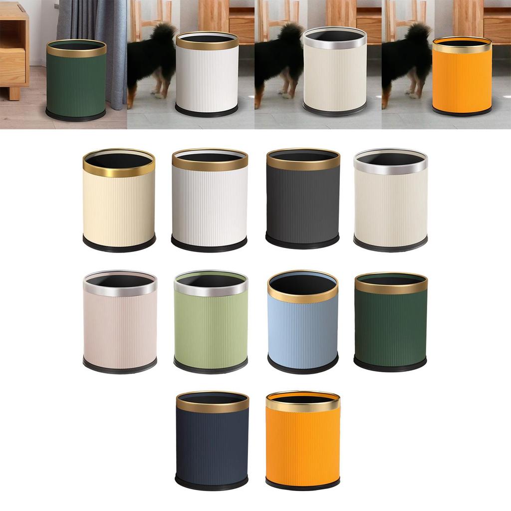 Open Top Trash Can Waste Can Wastebasket Rustic Garbage Can Kitchen Trash Bin for Hotel Guestroom Study Room Home