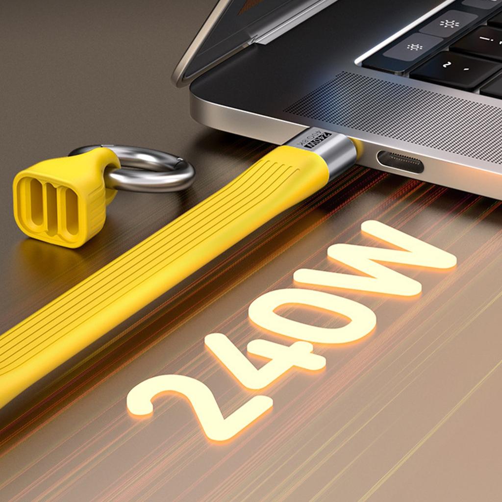 Type C to Type C Ribbon Cable 240W Quick Charging 40Gbps Data Transfer 8K Resolution Output Extension Cable for Phone
