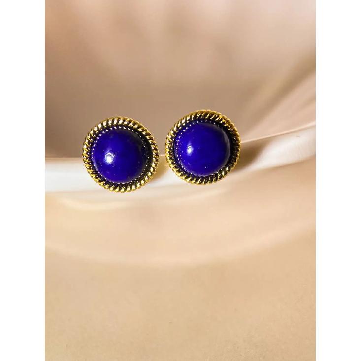 925 sterling silver Natural Stone Lapis lazuli  8MM Round  Stud Earrings  Classic  Jewelry  High Quality Daily Jewelry Bijoux лазурит