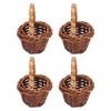 4 Stück Puppenhaus Aufbewahrungskorb Mini 1:12 Rattan Handgeflochtener Gemüse-Obstkorb für Kinderspielzeug