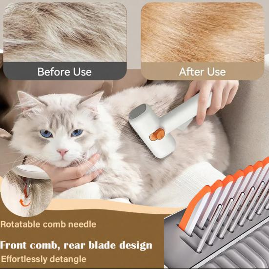 Pet Detangling Grooming Comb 2-in-1 Gentle Undercoat Rake Deshedding Brush Removes Mats Tangles Loose Fur for Long Short Hair Cats Dogs