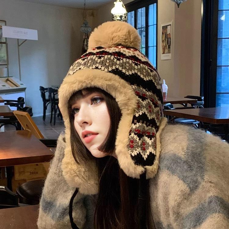 Lei Feng Hat for Women's New Cold Proof Ear Protection Temperament Versatile and High End Outdoor Riding Warm and Cold Hat