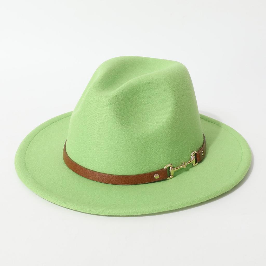 Fashionable spring and summer new wool felt hat with flat brim and wide brim, British retro jazz hat, black wool western cowboy hat
