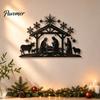 Iron Wall Hanging Art Nativity Scene Silhouette Decoration, Metal Manger Ornament for Indoor Waterproof Christmas Yard Sign and Outdoor Home