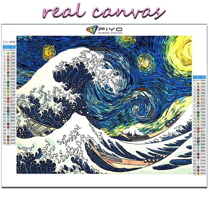 Japanese Anime Comic The Great Wave Diamond Painting Wall Art Decor Diamond Embroidery Mosaic Kids Room Decor Cuadros Posters