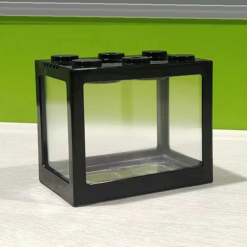1Pc Home Block Fish Tank Fighting Fish Tank Small Desktop Mini Fish Tank Stackable Creative Design Aquarium