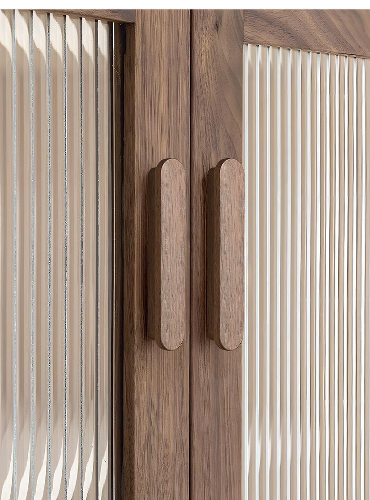 Modern Minimalist Walnut Drawer Cabinet Door Handle Long Wooden Log Style Wardrobe Knob for Dresser Use