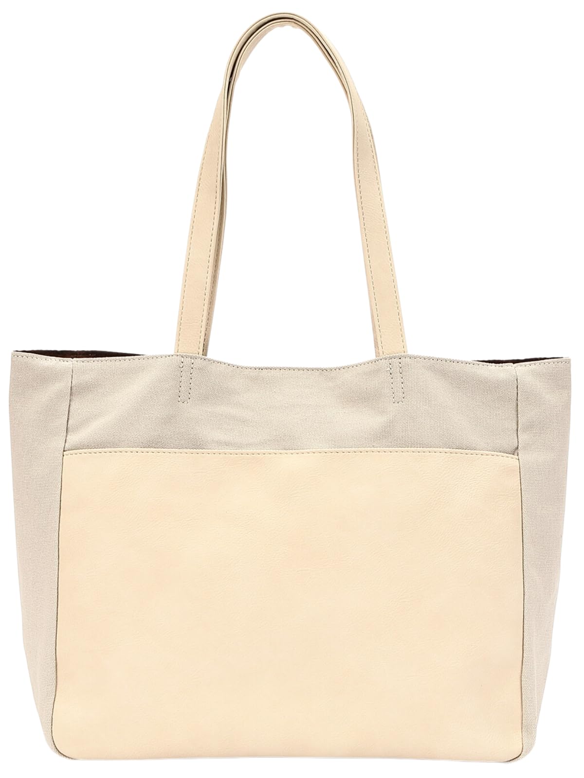

storage Miwolna tote bag for large large for for faux light gray x ivory [6 pockets] women, pockets, canvas, A4, capacity, lightweight, commuting,