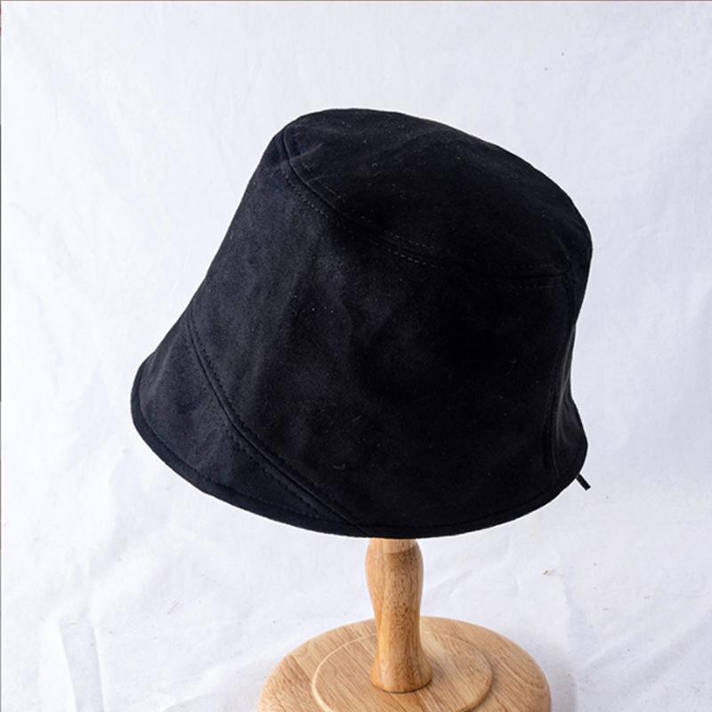 Korean Suede Bucket Hat for Women Solid Color Foldable Fisherman Cap Outdoor Sunscreen Female Panama Sun Hats