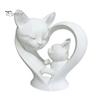 Cute Cat Home Decoration Mother Baby Figurine, 3D Printed Heart Sculpture for Desk Decor, Smooth Surface Statue Modern Art Living Room Study,